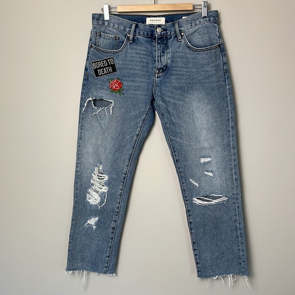 PacSun Girlfriend Patch Jeans - Picture 2 of 14